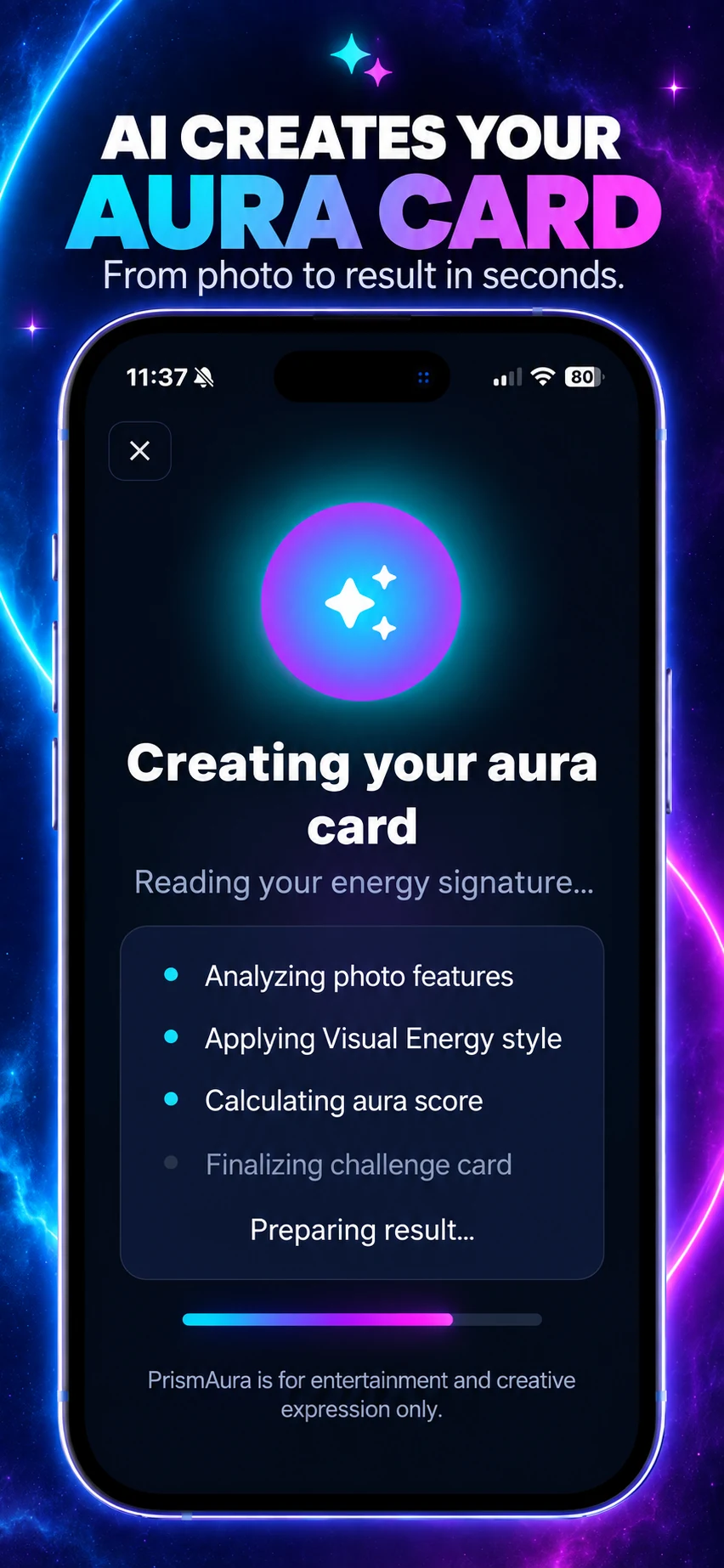 AI Creates Your Aura Card promotional poster