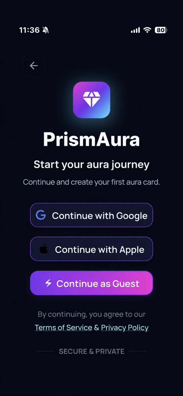 PrismAura authentication and guest access